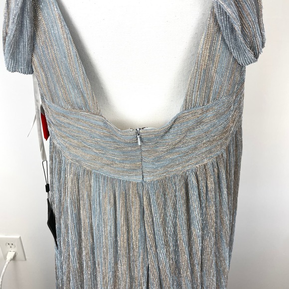 Mac Duggal Grecian Cold Shoulder Backless Gown In Golden Blue 26362 Size 14 New - Picture 12 of 16